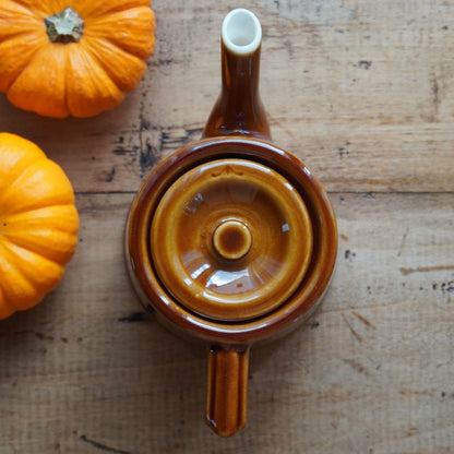 Petite théière "Sergine" en céramique française marron caramel style bistrot