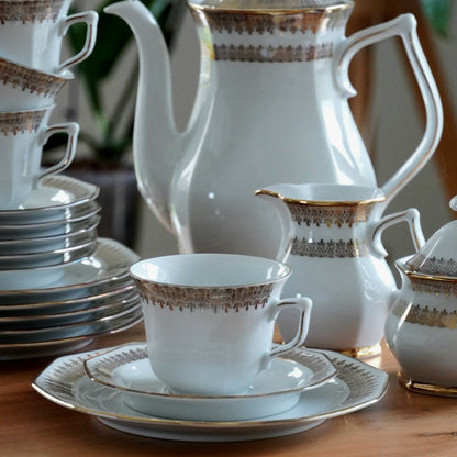 Service à thé ou à café "Lina" en porcelaine dorée allemande Winterling Marktleuthen Bavaria