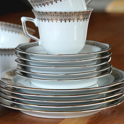 Service à thé ou à café "Lina" en porcelaine dorée allemande Winterling Marktleuthen Bavaria