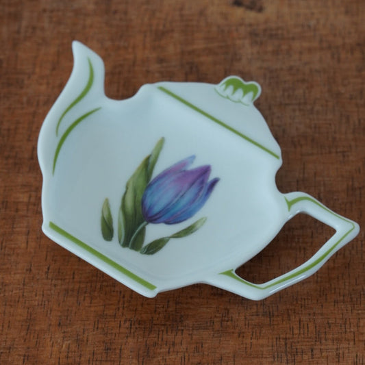 Repose-sachet "Quirin" en porcelaine de Limoges Raynaud fleuri tulipe