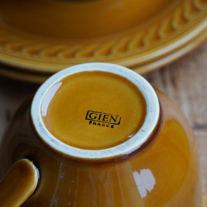 Tête-à-tête de tasses "Maxelline" en faïence de Gien marron caramel