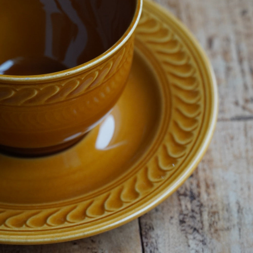 Tête-à-tête de tasses "Maxelline" en faïence de Gien marron caramel