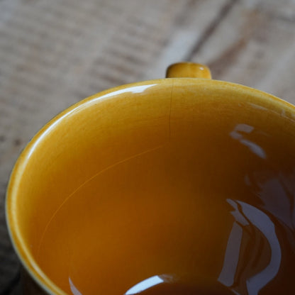 Tête-à-tête de tasses "Maxelline" en faïence de Gien marron caramel