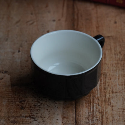 Grande tasse "Néolie" bistrot en céramique française noire et blanche