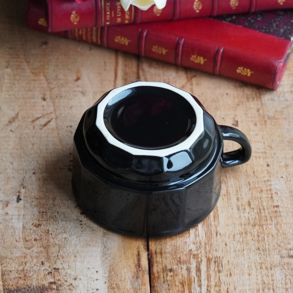 Grande tasse "Néolie" bistrot en céramique française noire et blanche