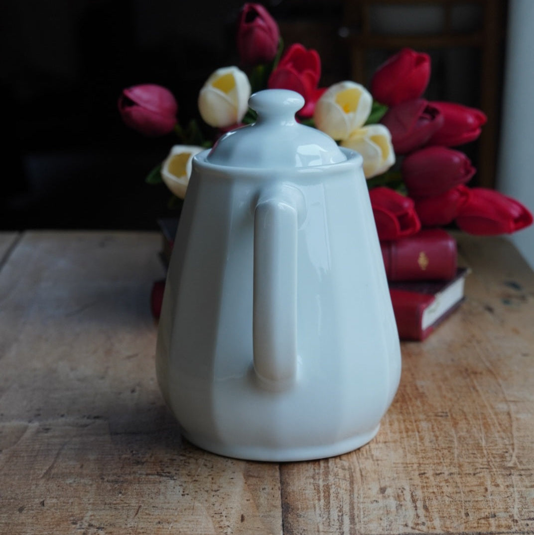 Théière / cafetière "Florine" bistrot en céramique blanche Apilco Yves Deshoulières modèle Flora