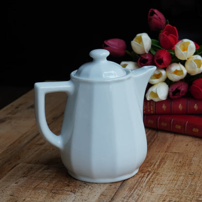 Théière / cafetière "Florine" bistrot en céramique blanche Apilco Yves Deshoulières modèle Flora
