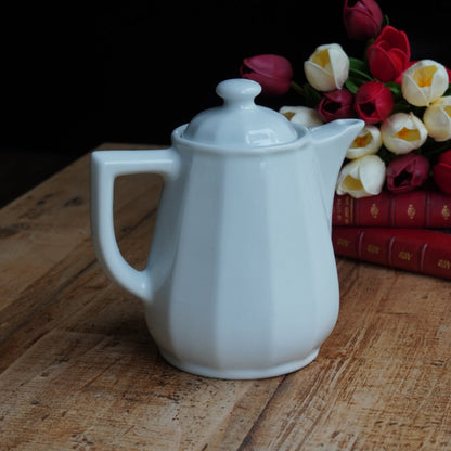 Théière / cafetière "Florine" bistrot en céramique blanche Apilco Yves Deshoulières modèle Flora