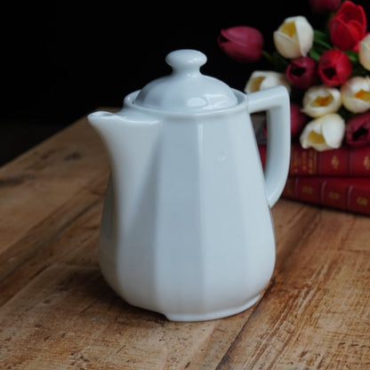 Théière / cafetière "Florine" bistrot en céramique blanche Apilco Yves Deshoulières modèle Flora