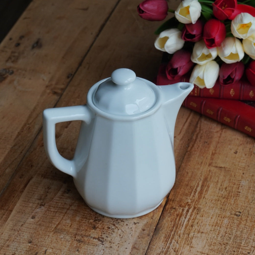 Théière / cafetière "Florine" bistrot en céramique blanche Apilco Yves Deshoulières modèle Flora