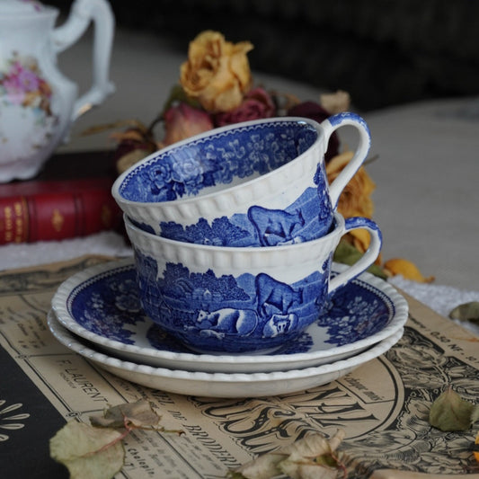 Tasses "Beth" en céramique anglaise aux motifs bleutés English Scenic Adams England (lot de 2 ou de 6)