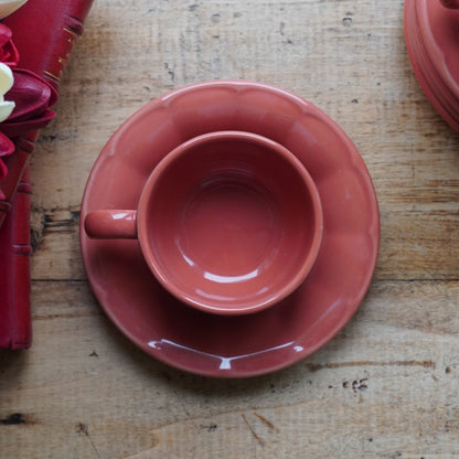 Ensemble de 5 petites tasses "Jésabelle" en grès style bistrot couleur corail