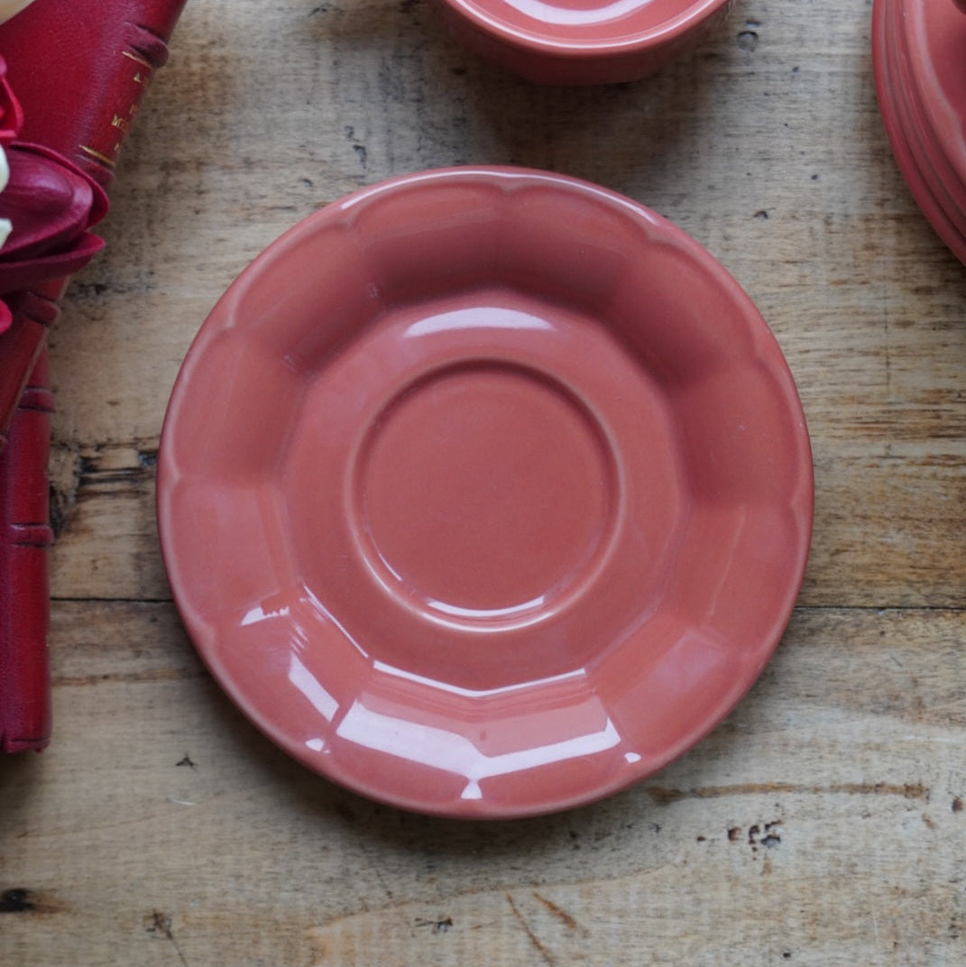 Ensemble de 5 petites tasses "Jésabelle" en grès style bistrot couleur corail