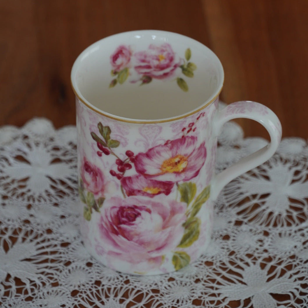 Mug "Paola" en porcelaine italienne fleurie Easy Life modèle Floral Damask