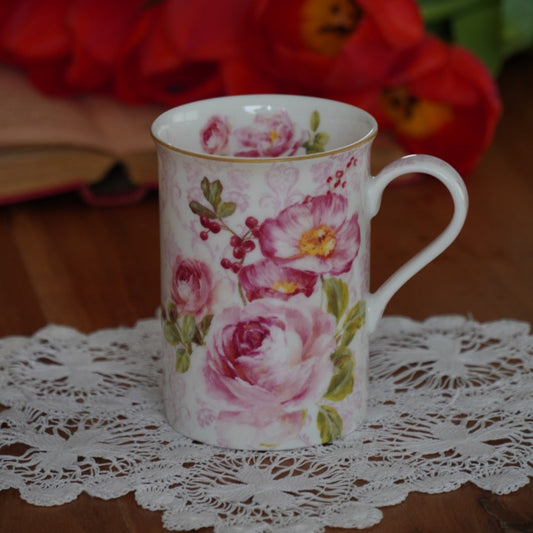 Mug "Paola" en porcelaine italienne fleurie Easy Life modèle Floral Damask