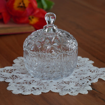 Sucrier "Véran" en verre sculpté