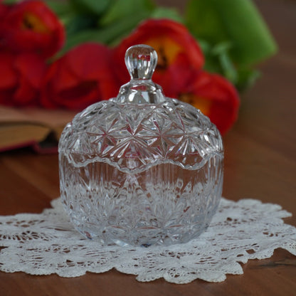 Sucrier "Véran" en verre sculpté